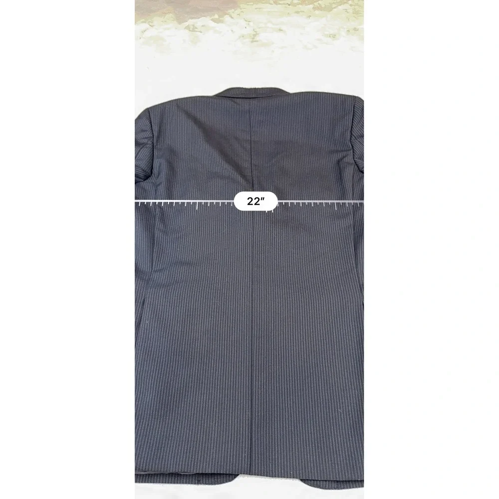 Ermenegildo Zegna Mens 42L Pinstripe Wool Blazer Sport Coat 3510/2FP Navy Blue‎